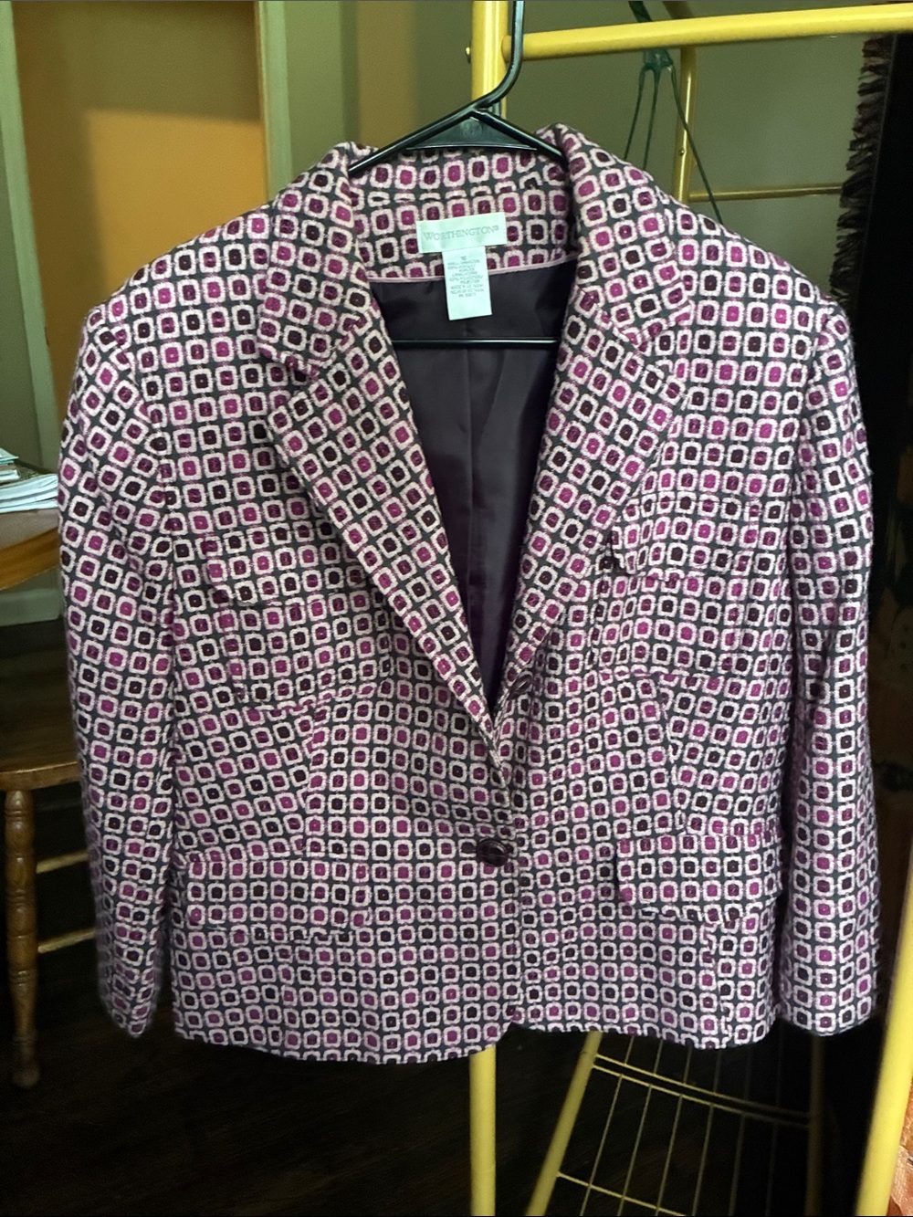 Worthington Pink & Purple Geometric Blazer